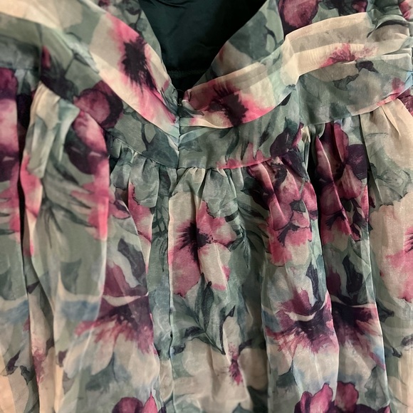 NWOT Romance that Wows Dark Teal Floral Print Organza Maxi Dress - Picture 5 of 5